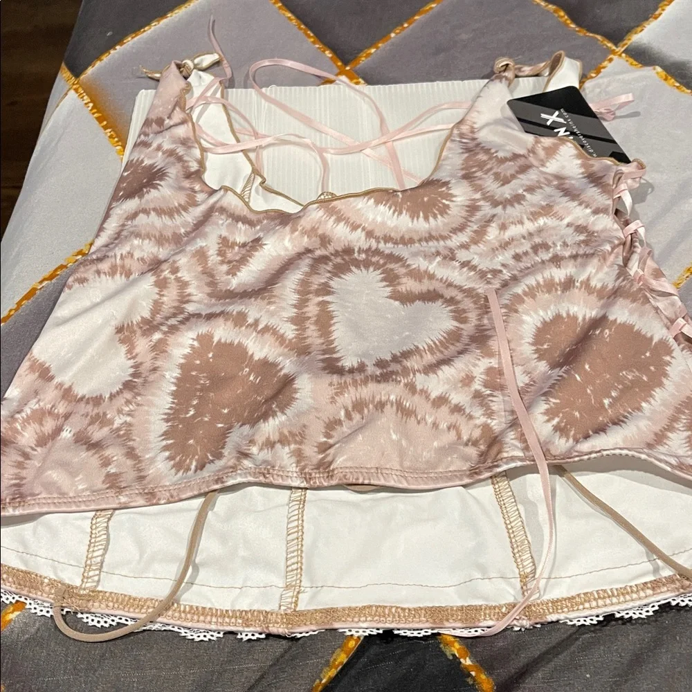 Pink and White Tie-Dye Two-Piece Set with hearts all over so fabulous - Picture 4 of 8